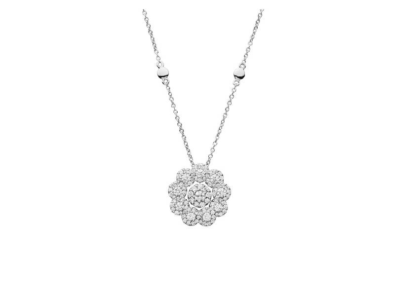 WHITE GOLD NECKLACE WITH DIAMONDS FLOWER MOTIF POLELLO G3198CB/1